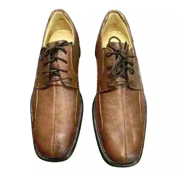 LIKE NEW BELVEDERE Bay Bridge Men's Soft Brown Pebble Leather Shoes Size 8.5D - Picture 4 of 13